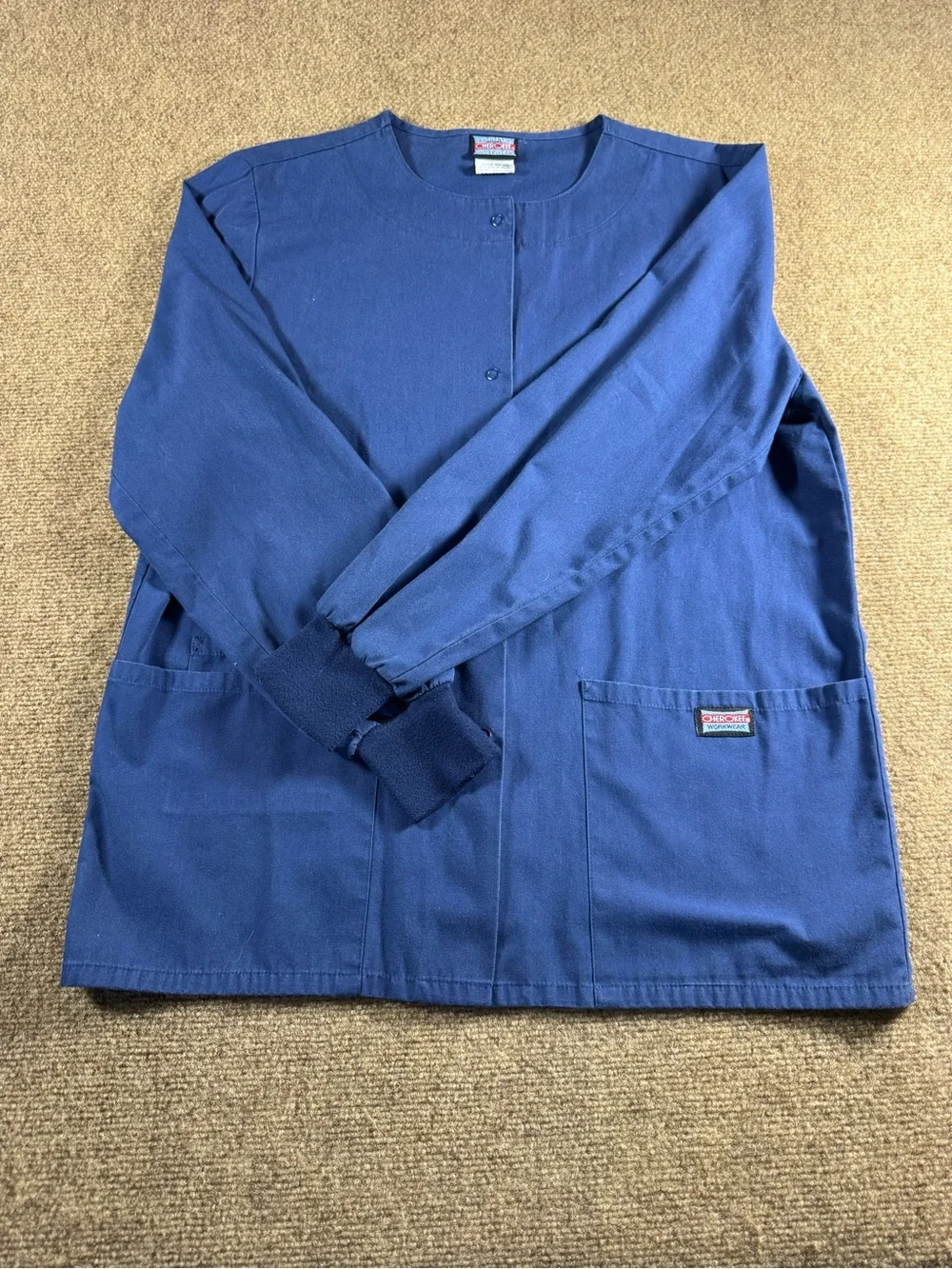 Women’s‎ Scrub Jacket XS Navy Blue Button Snap